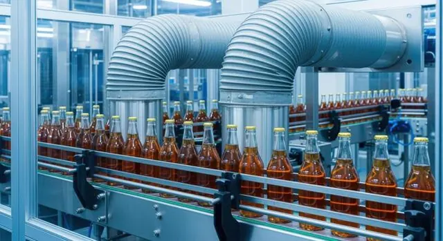 Bottles moving on a beverage filling line